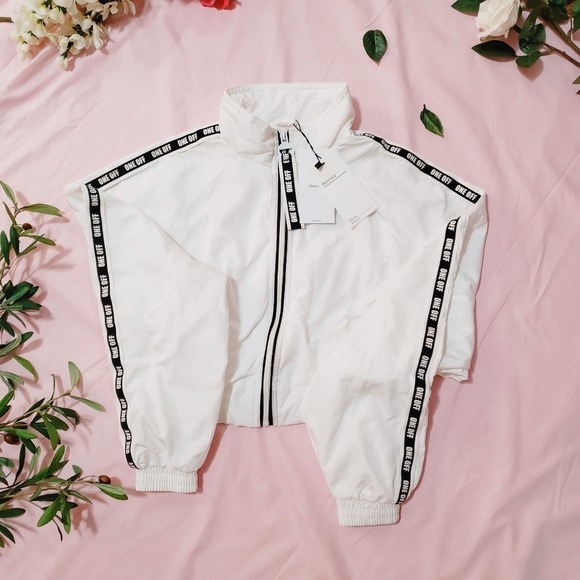 Bershka Jackets & Blazers - "ONE OFF" White cropped jacket